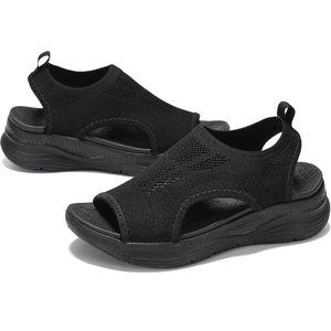 Women's Walking Sandals Summer Athletic Sport Sandals Orthotic Sandals-Black